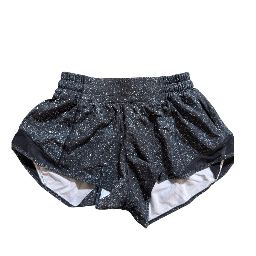 Lululemon Tracker Short Size 2 Black White Speckle Print  Athletic Running